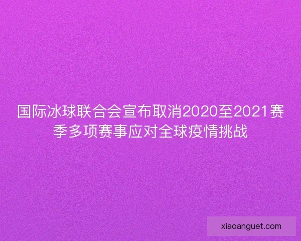 国际冰球联合会宣布取消2020至2021赛季多项赛事应对全球疫情挑战